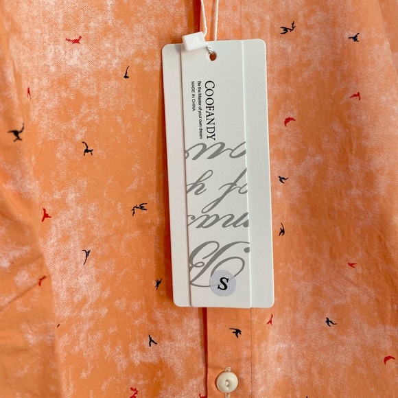 Coofandy Fresh Designer • Orange Casual Print Buttoned Down Longsleeve Shirt - Picture 4 of 14